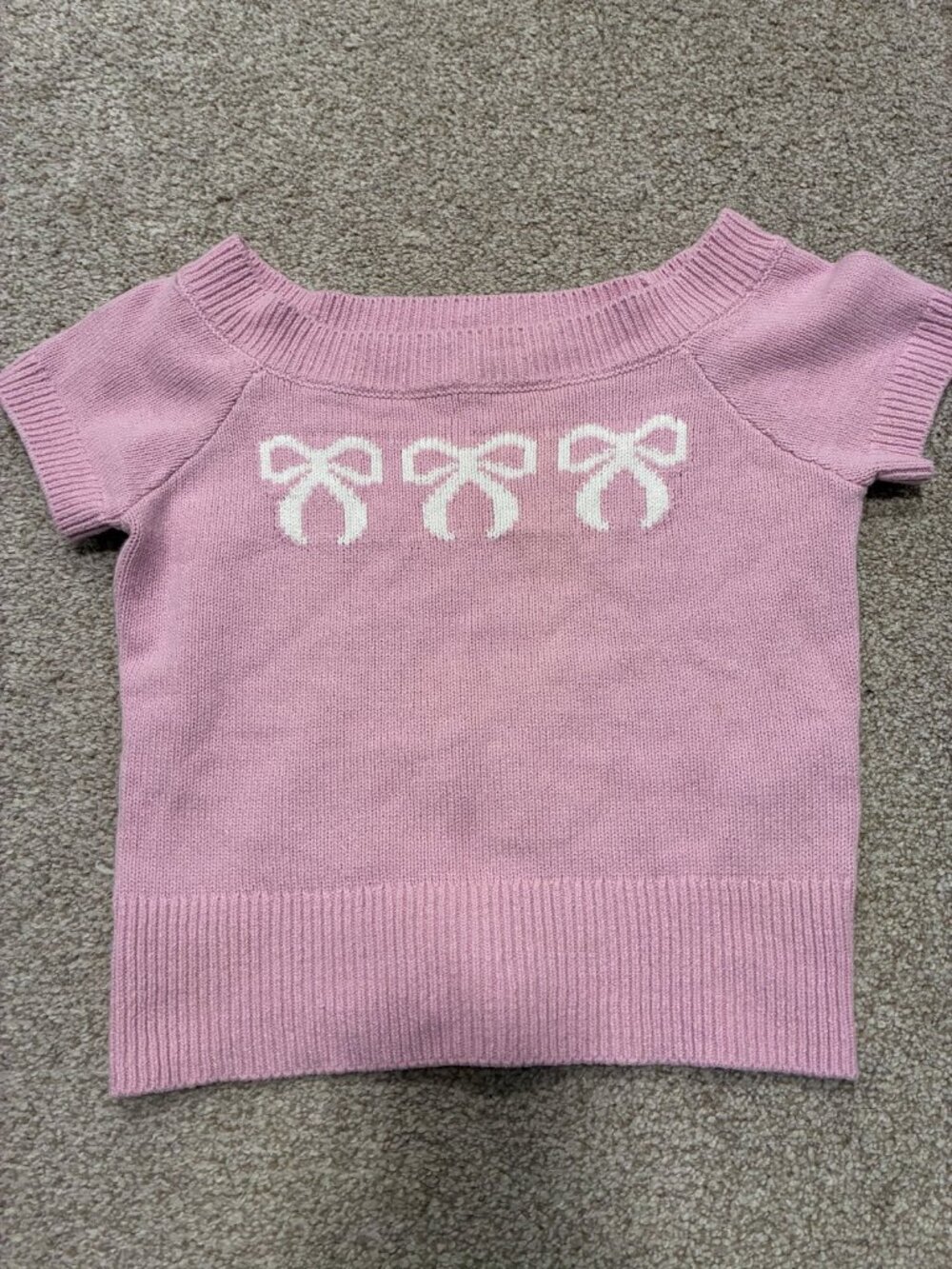 Abercrombie Kids Pink Bow Knit Sweater Top Short Sleeve Girls 9/10